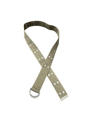 Army Green Canvas Belt Double D-Ring Buckle Size 10 Utility Military